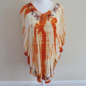 Tie dye embroidered tunic